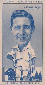 1950 Carreras Cigarettes 50 Famous Cricketers #14 Arthur Fagg Front