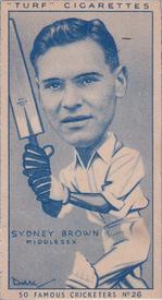 1950 Carreras Cigarettes 50 Famous Cricketers #26 Sydney Brown Front