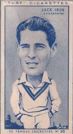 1950 Carreras Cigarettes 50 Famous Cricketers #30 Jack Ikin Front