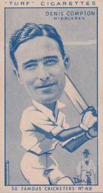 1950 Carreras Cigarettes 50 Famous Cricketers #49 Denis Compton Front