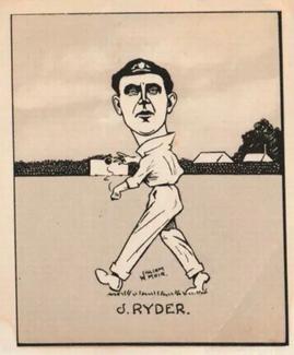1926 R & J Hill Caricatures Of Famous Cricketers (Large) #9 Jack Ryder Front