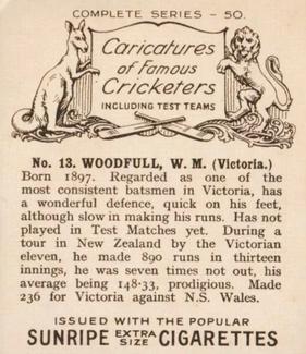 1926 R & J Hill Caricatures Of Famous Cricketers (Large) #13 Bill Woodfull Back