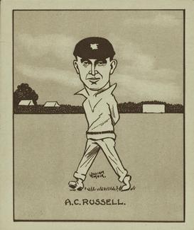 1926 R & J Hill Caricatures Of Famous Cricketers (Large) #38 Jack Russell Front