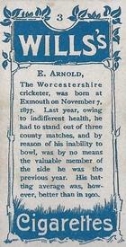 1903 Wills's Cricketers #3 Ted Arnold Back