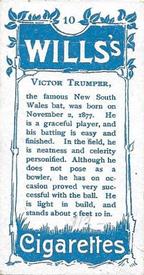 1903 Wills's Cricketers #10 Victor Trumper Back