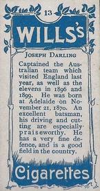 1903 Wills's Cricketers #13 Joe Darling Back