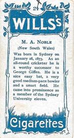 1903 Wills's Cricketers #24 Monty Noble Back