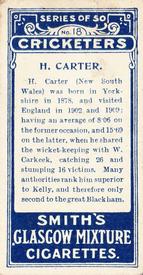 1912 F & J Smith Series Of 50 Cricketers #18 Sammy Carter Back