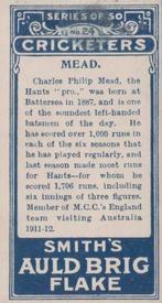 1912 F & J Smith Series Of 50 Cricketers #24 Phil Mead Back