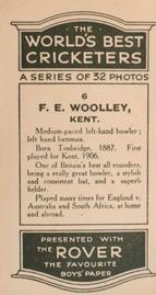 1926 D.C.Thompson The Worlds Best Cricketers (Rover) #6 Frank Woolley Back