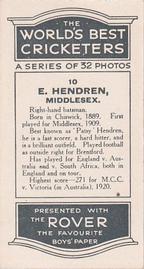 1926 D.C.Thompson The Worlds Best Cricketers (Rover) #10 Patsy Hendren Back