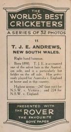 1926 D.C.Thompson The Worlds Best Cricketers (Rover) #11 Tommy Andrews Back