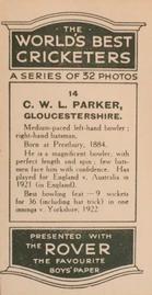 1926 D.C.Thompson The Worlds Best Cricketers (Rover) #14 Charlie Parker Back