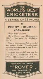 1926 D.C.Thompson The Worlds Best Cricketers (Rover) #17 Percy Holmes Back