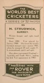 1926 D.C.Thompson The Worlds Best Cricketers (Rover) #29 Herbert Strudwick Back