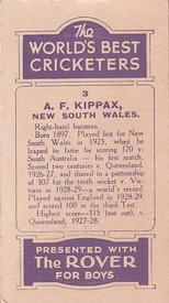 1930 D.C.Thompson The World's Best Cricketers (Rover) #3 Alan Kippax Back