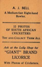 1931 Australian Licorice 12 Photos Of South African Cricketers #NNO Alexander Bell Back
