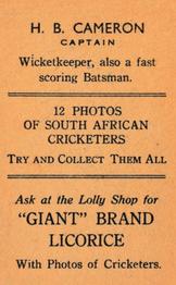 1931 Australian Licorice 12 Photos Of South African Cricketers #NNO Jock Cameron Back