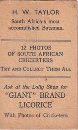 1931 Australian Licorice 12 Photos Of South African Cricketers #NNO Herbie Taylor Back