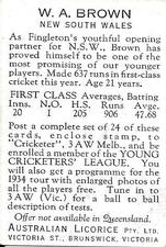 1934 Australian Licorice Australian Cricketers #NNO Bill Brown Back