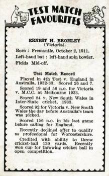 1934 Amalgamated Press Test Match Favourites (Singles) #NNO Ernest Bromley Back