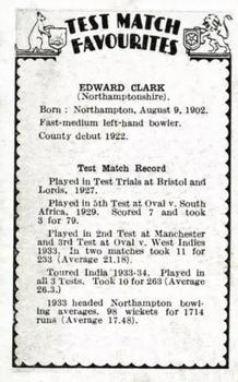 1934 Amalgamated Press Test Match Favourites (Singles) #NNO Nobby Clark Back