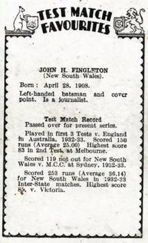 1934 Amalgamated Press Test Match Favourites (Singles) #NNO Jack Fingleton Back