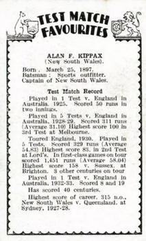 1934 Amalgamated Press Test Match Favourites (Singles) #NNO Alan Kippax Back