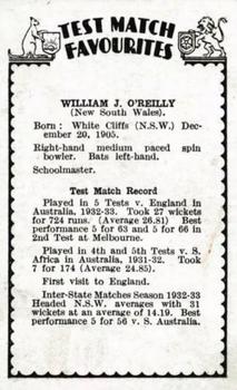 1934 Amalgamated Press Test Match Favourites (Singles) #NNO Bill O'Reilly Back