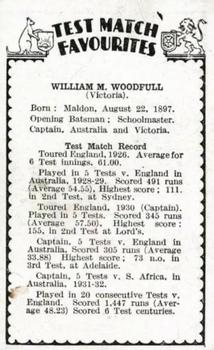 1934 Amalgamated Press Test Match Favourites (Singles) #NNO Bill Woodfull Back