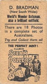 1933 Allen's Australian Cricketers (Steam Rollers) #NNO Don Bradman Back