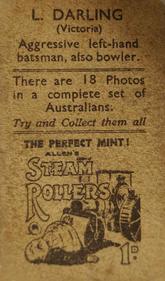 1933 Allen's Australian Cricketers (Steam Rollers) #NNO Len Darling Back