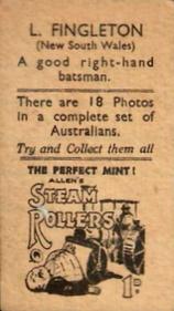 1933 Allen's Australian Cricketers (Steam Rollers) #NNO Jack Fingleton Back