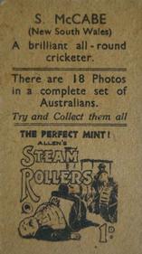 1933 Allen's Australian Cricketers (Steam Rollers) #NNO Stan McCabe Back