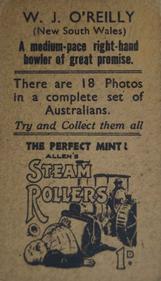 1933 Allen's Australian Cricketers (Steam Rollers) #NNO Bill O'Reilly Back