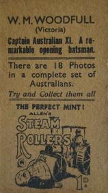 1933 Allen's Australian Cricketers (Steam Rollers) #NNO Bill Woodfull Back