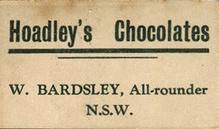 1928 Hoadley's Cricketers #NNO Warren Bardsley Back