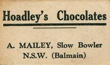 1928 Hoadley's Cricketers #NNO Arthur Mailey Back