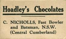 1928 Hoadley's Cricketers #NNO Charles Nicholls Back