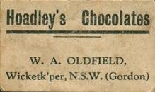 1928 Hoadley's Cricketers #NNO Bert Oldfield Back