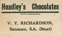 1928 Hoadley's Cricketers #NNO Vic Richardson Back