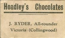 1928 Hoadley's Cricketers #NNO Jack Ryder Back