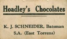 1928 Hoadley's Cricketers #NNO Karl Schneider Back