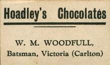 1928 Hoadley's Cricketers #NNO Bill Woodfull Back