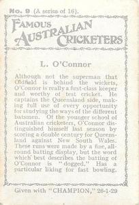 1928-29 Amalgamated Press Famous Australian Cricketers #9 Leo O'Connor Back