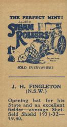 1932 Allen's Cricketers (Steam Rollers) #NNO Jack Fingleton Back