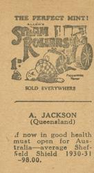 1932 Allen's Cricketers (Steam Rollers) #NNO Archie Jackson Back