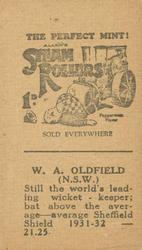 1932 Allen's Cricketers (Steam Rollers) #NNO Bert Oldfield Back