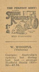 1932 Allen's Cricketers (Steam Rollers) #NNO Bill Woodfull Back