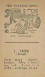 1932 Allen's Cricketers (Steam Rollers) #NNO Leslie Ames Back